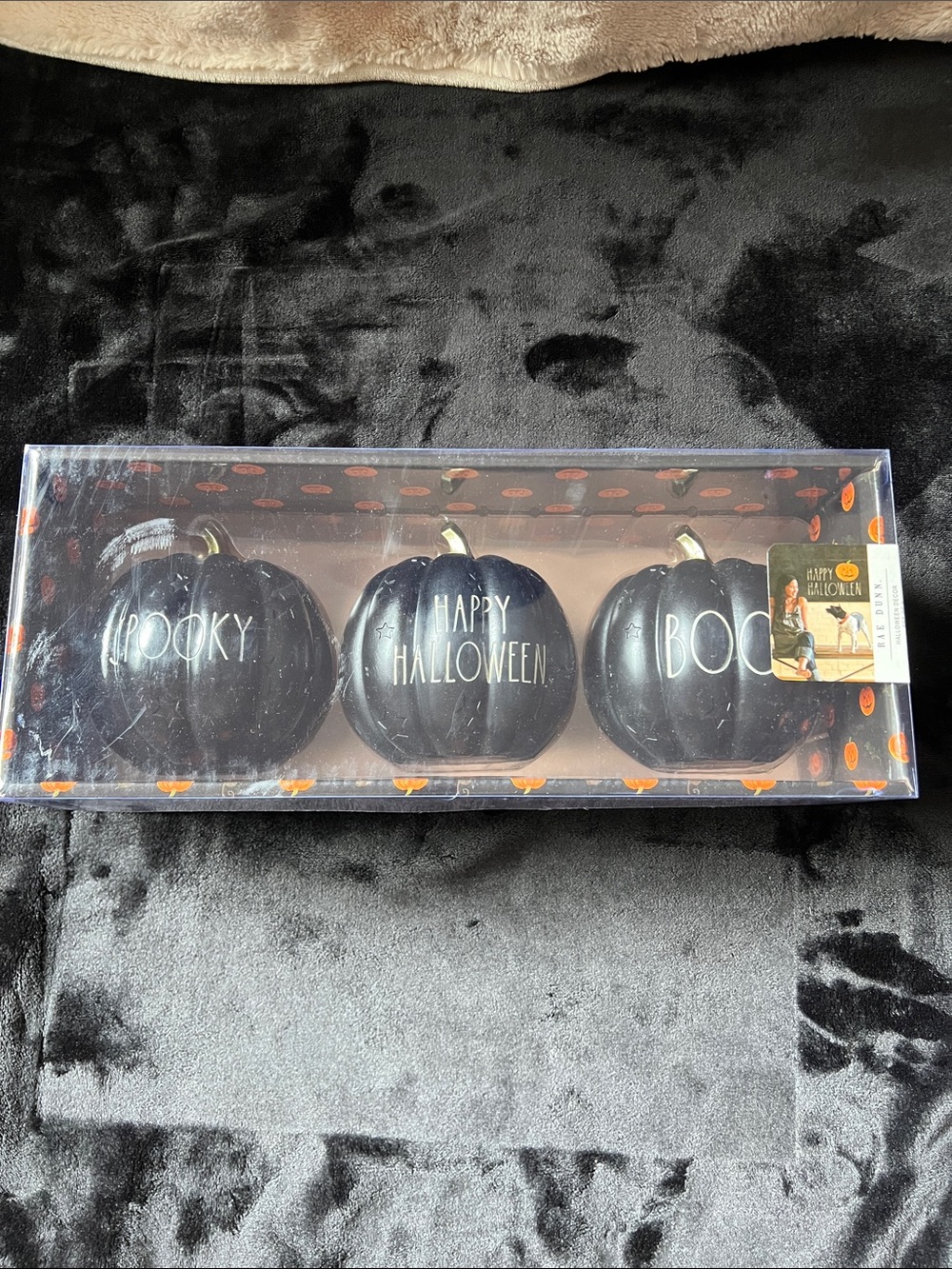 Rae Dunn Black Pumpkin Trio - 'Spooky', 'Happy Halloween', 'Boo'